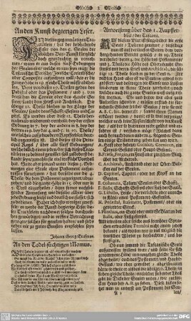 An den Kunst-begierigen Leser.