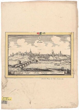 Ansicht von Saalfeld an der Saale, Kupferstich, 1648 : Merian, Matthäus : Salfeldt / [Stecher Matthaeus Merian]. - Francofurti : [Matthaeus Merian] , [1648]. - 1 Kunstbl. : Kupferstich ; 32 x 21 cm