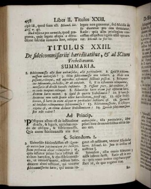Titulus XXIII. De fideicommissariis hæreditatibus, & ad SCium Trebellianum