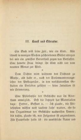 III. Kunst und Literatur