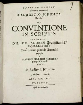 Disquisitio Iuridica Materiae De Conventione In Scriptis