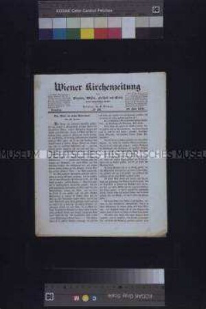 Zeitung: Wiener Kirchenzeitung für Glauben, Wissen, Freiheit und Gesetz in der katholischen Kirche. Nr. 52; Wien, 29. Juli 1848