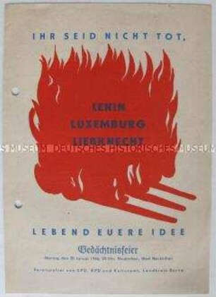 Programm einer gemeinsamen "Lenin-Luxemburg-Liebknecht- Gedächtnisfeier" von KPD und SPD