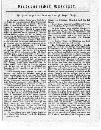 Verhandlungen der Londner königl. Gesellschaft. (Fortsetzung)