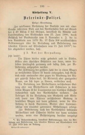 Abtheilung V. Veterinär-Polizei.