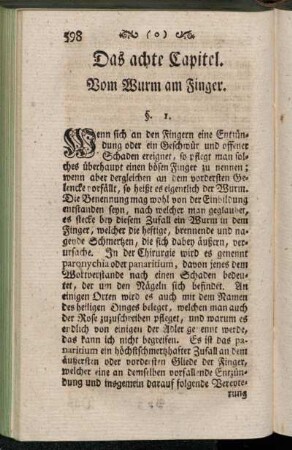 Das achte Capitel. Vom Wurm am Finger
