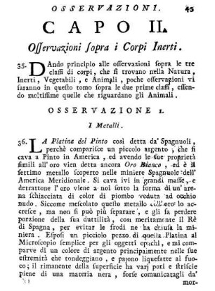 Capo II. Osservazioni sopra i Corpi Inerti.