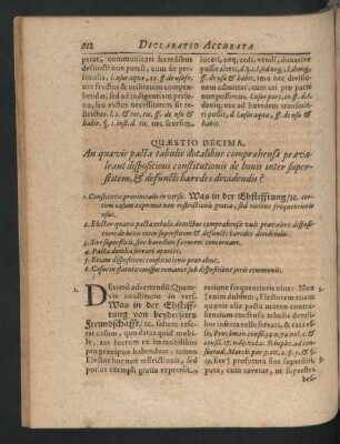 Quaestio Decima. An quaevis pacta tabulis dotalibus compraehensa praevaleant dispositioni constitutionis de bonis inter superstitem, & defuncti haeredes dividendis?