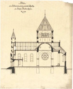 Schmidt, Heinrich von; Groß - Winternheim; Ev. Kirche - Längsschnitt