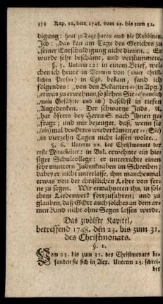 Das zwölfte Kapitel, betreffend 1748. vom 23. bis zum 31. des Christmonats