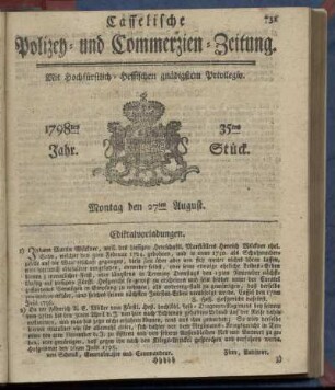 35tes Stueck, Montag den 27ten August 1798