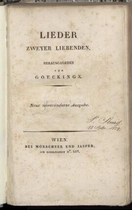 Lieder zweyer Liebenden