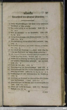 Verzeichniß von Sturms Schriften