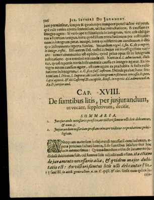 Cap. XVIII. De sumptibus litis, per iurisiurandum, ut vocant, suppletivum, decisae.