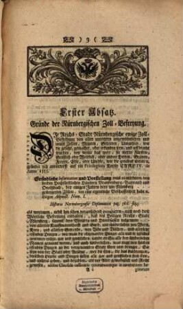 Kurze Nachricht von denen Nürnberg. Zoll-Proceßen mit denen Marggr. Brandenburgischen Hochfürstl. Häußern