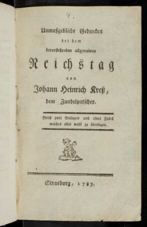 Unmassgebliche Gedanken bei dem bevorstehenden allgemeinen Reichstag