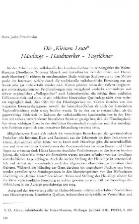 Die "Kleinen Leute" Häuslinge - Handwerker - Tagelöhner