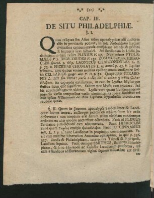 Cap. III. De Situ Philadelphiae