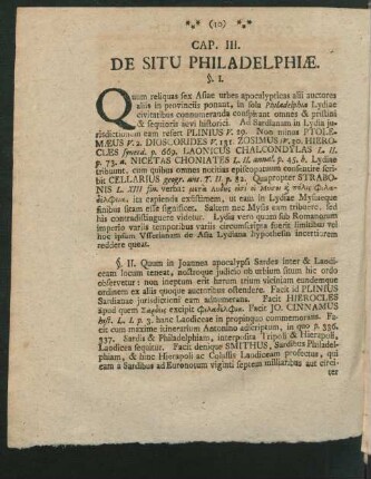Cap. III. De Situ Philadelphiae