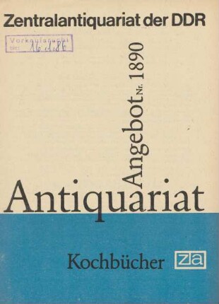 Nr. 1890: Kochbücher