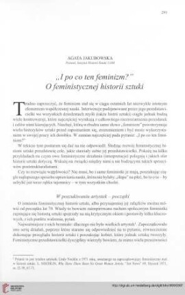 "I po co ten feminizm?" : o feministycznej historii sztuki