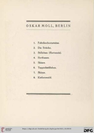 Oskar Moll, Berlin (Nr. 1-16)
