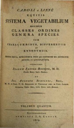 Systema vegetabilium secundum classes ordines genera species : cum characteribus, differentiis et synonymiis, 4