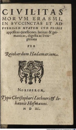 De civilitate morum puerilium