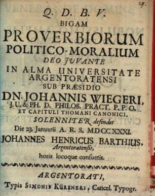 Biga proverbiorum politico-moralium