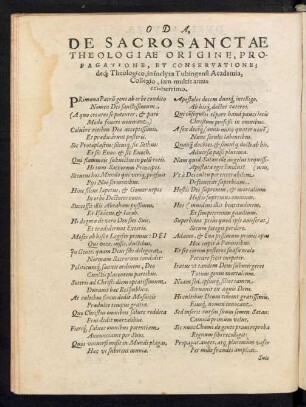 Oda, De Sacrosanctae Theologiae Origine ...
