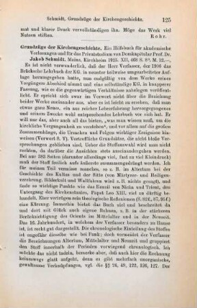 125-126 [Rezension] Schmidt, Jakob, Grundzuege der Kirchengeschichte