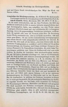 125-126 [Rezension] Schmidt, Jakob, Grundzuege der Kirchengeschichte