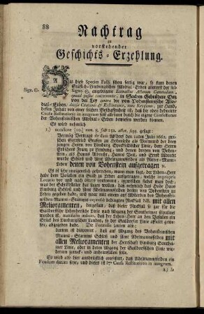 Nachtrag zu vorstehender Geschichts- Erzehlung.