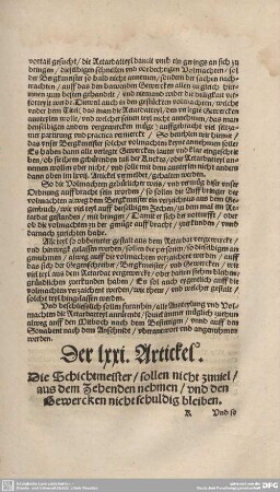 Der LXXI. Artickel. Die Schichtmeister/sollen nicht zuviel / aus dem Zehenden nehmen / und den Gewercken nicht schuldig bleiben.