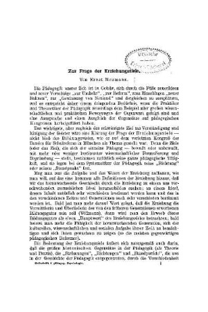 Zur Frage der Erziehungsziele