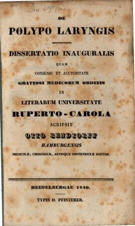 De polypo laryngis : diss. inaug.