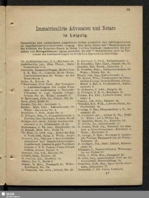 Immatriculirte Advocaten und Notare in Leipzig
