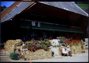 Aitern: Schwarzwaldhaus mit Blumen