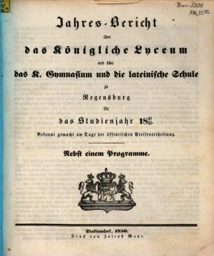 Jahres-Bericht. 1849/50 (1850)