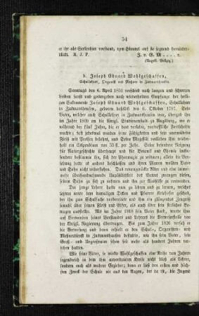 Joseph Eduard Wohlgeschaffen : Schullehrer, Organist und Meßner in Zusmarshausen ; [Nekrolog]