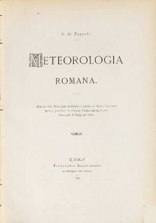 Meteorologia romana : (Estratto dalla Monografia archeolog. e statistica di Roma ...)
