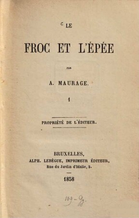 Le froc et l'épée, 1