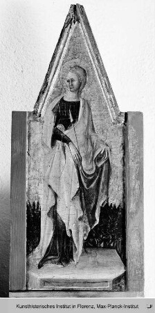 Triptychon mit Aufsätzen: Maria mit dem Kind, Johannes dem Täufer und dem seligen Pietro Crisci : linker Aufsatz: Heilige Ursula