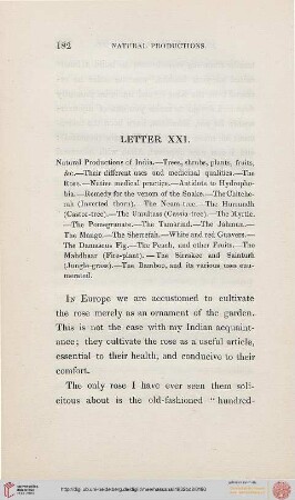 Letter XXI: Natural Productions of India, Trees, shrubs, plants, fruits &c., ...