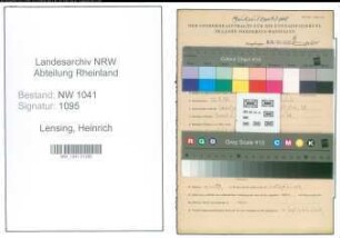 Entnazifizierung Heinrich Lensing , geb. 22.08.1895 (Stuhlmeister)