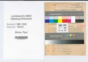 Entnazifizierung Paul Bruns, geb. 10.11.1909 (Buchhalter)