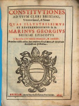 Constitutiones ad usum Cleri ... Brixiani