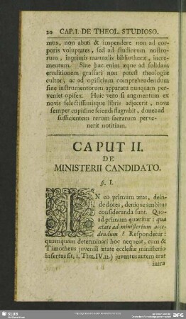 Caput II. De Ministerii Cadidato