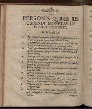 Caput II. de personis Quibus Ius Cudendi Monetas In Imperio Competit