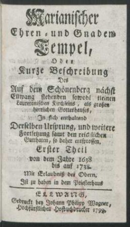 Th. 1: von dem Jahre 1638 bis auf 1738.